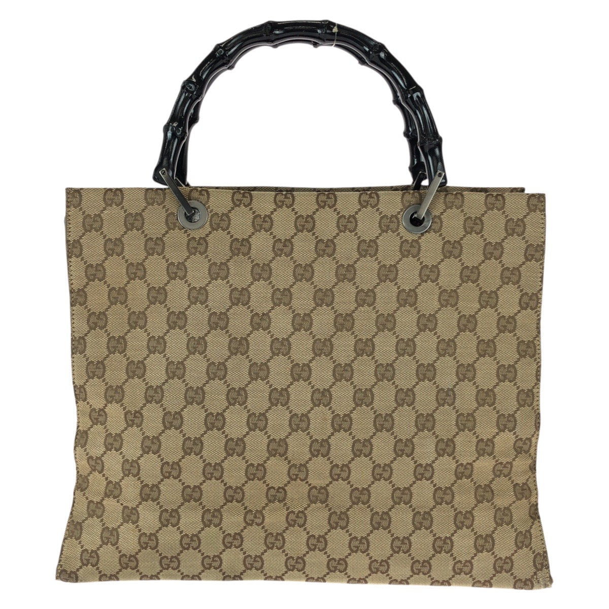 22921
GUCCI Bamboo Beige Brown Gunmetal Hardware GG Canvas 002 1010 Tote Bag Handbag Ladies ABP35