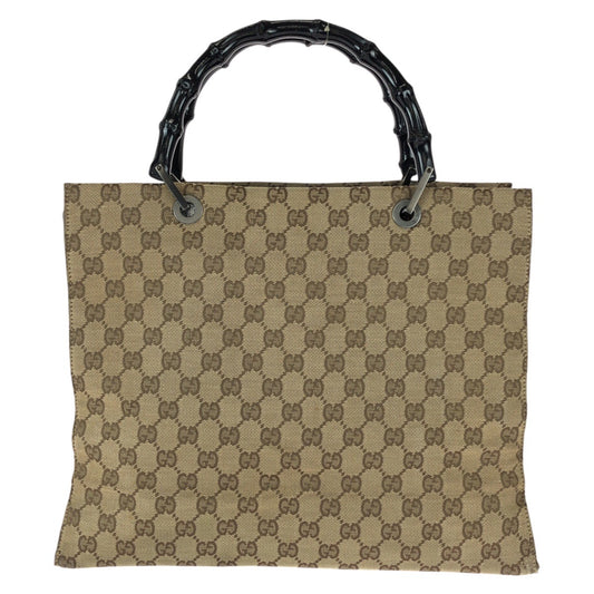 22921
GUCCI グッチ バンブー ベージュ ブラウン ガンメタ金具 GGキャンバス 002 1010 トートバッグ ハンドバッグ レディース ABP35