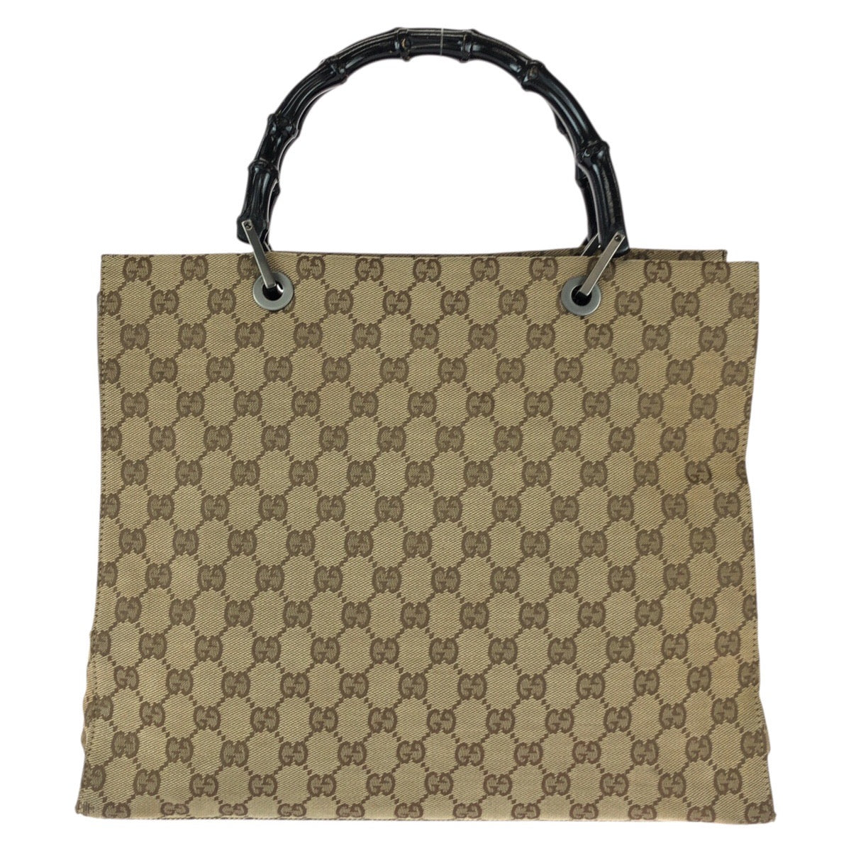 22921
GUCCI Bamboo Beige Brown Gunmetal Hardware GG Canvas 002 1010 Tote Bag Handbag Ladies ABP35