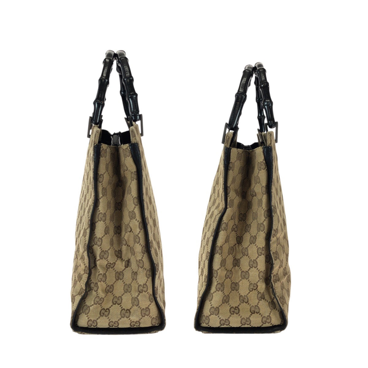 22921
GUCCI Bamboo Beige Brown Gunmetal Hardware GG Canvas 002 1010 Tote Bag Handbag Ladies ABP35
