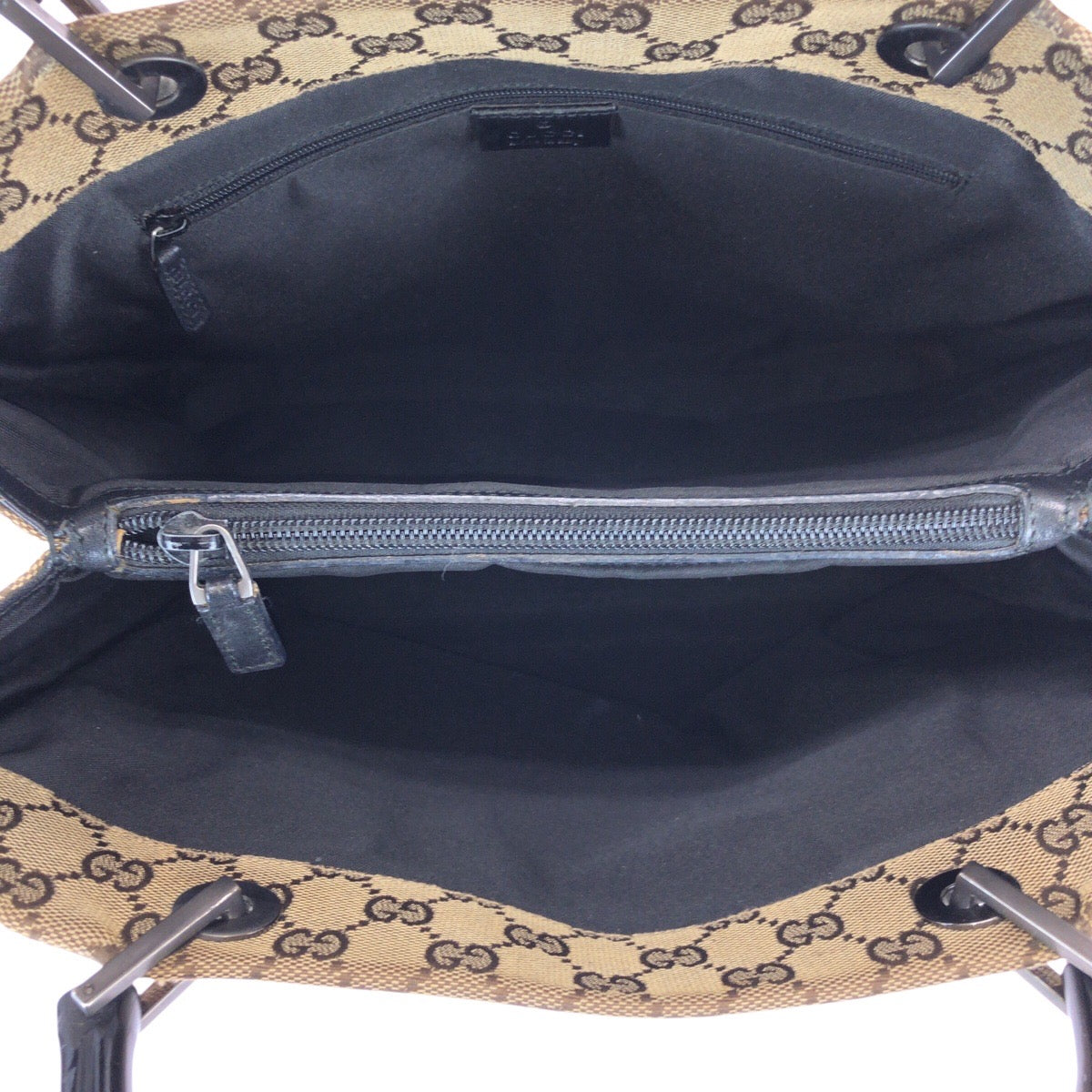 22921
GUCCI Bamboo Beige Brown Gunmetal Hardware GG Canvas 002 1010 Tote Bag Handbag Ladies ABP35