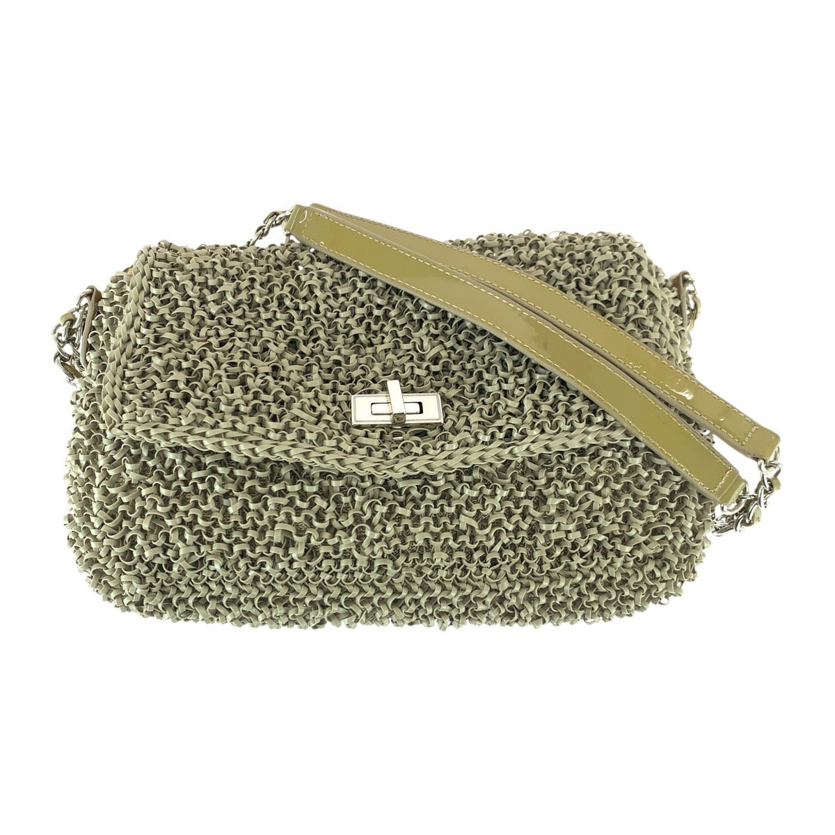 22923
ANTEPRIMA アンテプリマ ルケット カーキ ベージュ シルバー金具 PVC ショルダーバッグ レディース ABP16