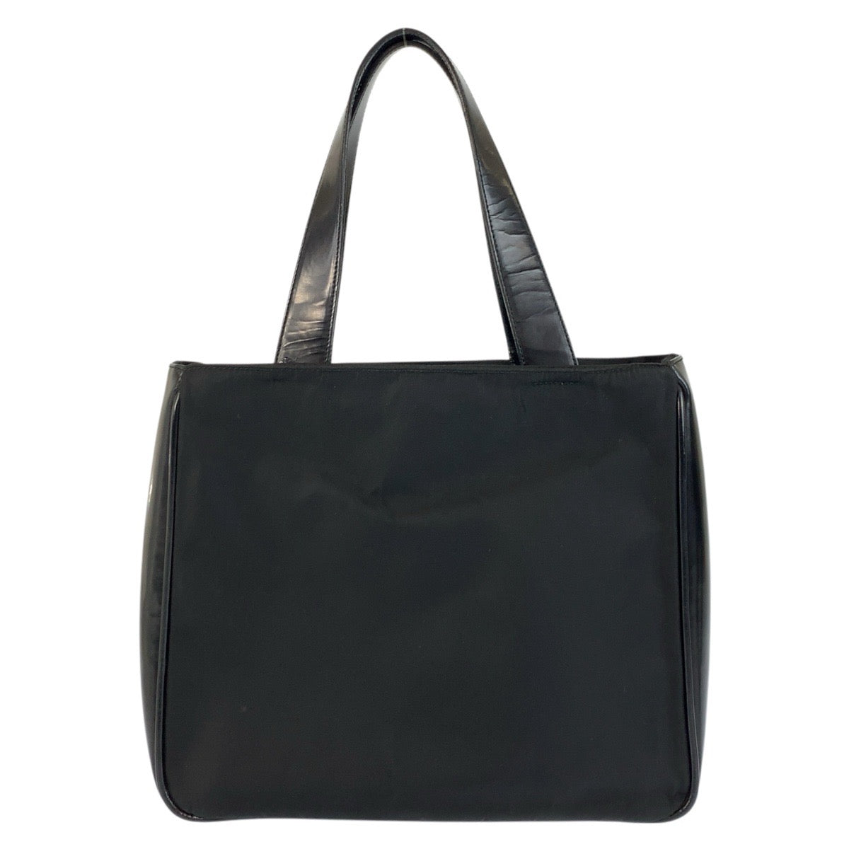 22924
PRADA Tessuto Triangle Logo Plate Black Silver Hardware Nylon / Leather Handbag Tote Bag Ladies ABP36