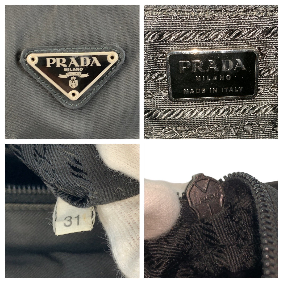22924
PRADA Tessuto Triangle Logo Plate Black Silver Hardware Nylon / Leather Handbag Tote Bag Ladies ABP36