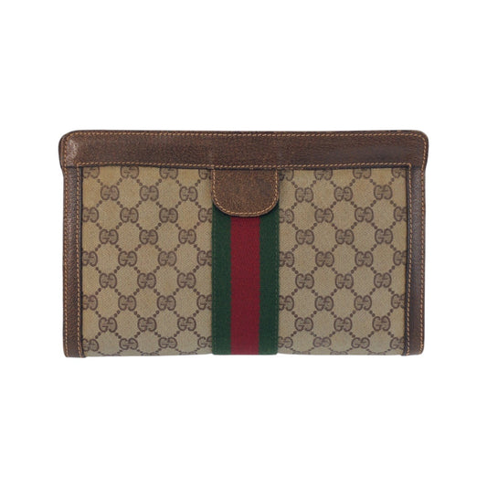 22925
GUCCI グッチ ヴィンテージ シェリーライン オールドグッチ オールドグッチ ベージュ ブラウン GGスプリームキャンバス / レザー クラッチバッグ セカンドバッグ メンズ AB21