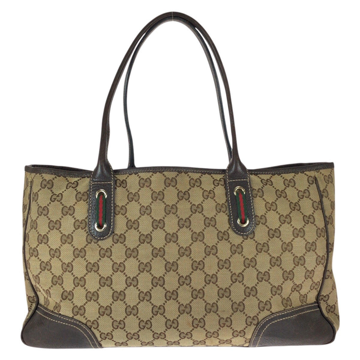 22926
GUCCI グッチ シェリーライン プリンシー ベージュ ブラウン ゴールド金具 GGキャンバス / レザー 163805 トートバッグ ハンドバッグ レディース AB23