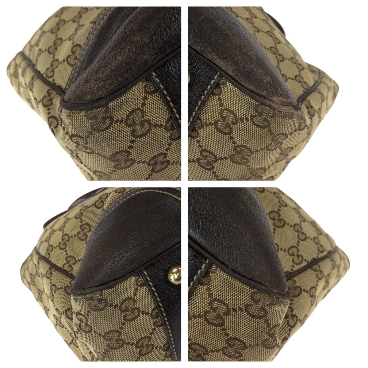 22926
GUCCI グッチ シェリーライン プリンシー ベージュ ブラウン ゴールド金具 GGキャンバス / レザー 163805 トートバッグ ハンドバッグ レディース AB23