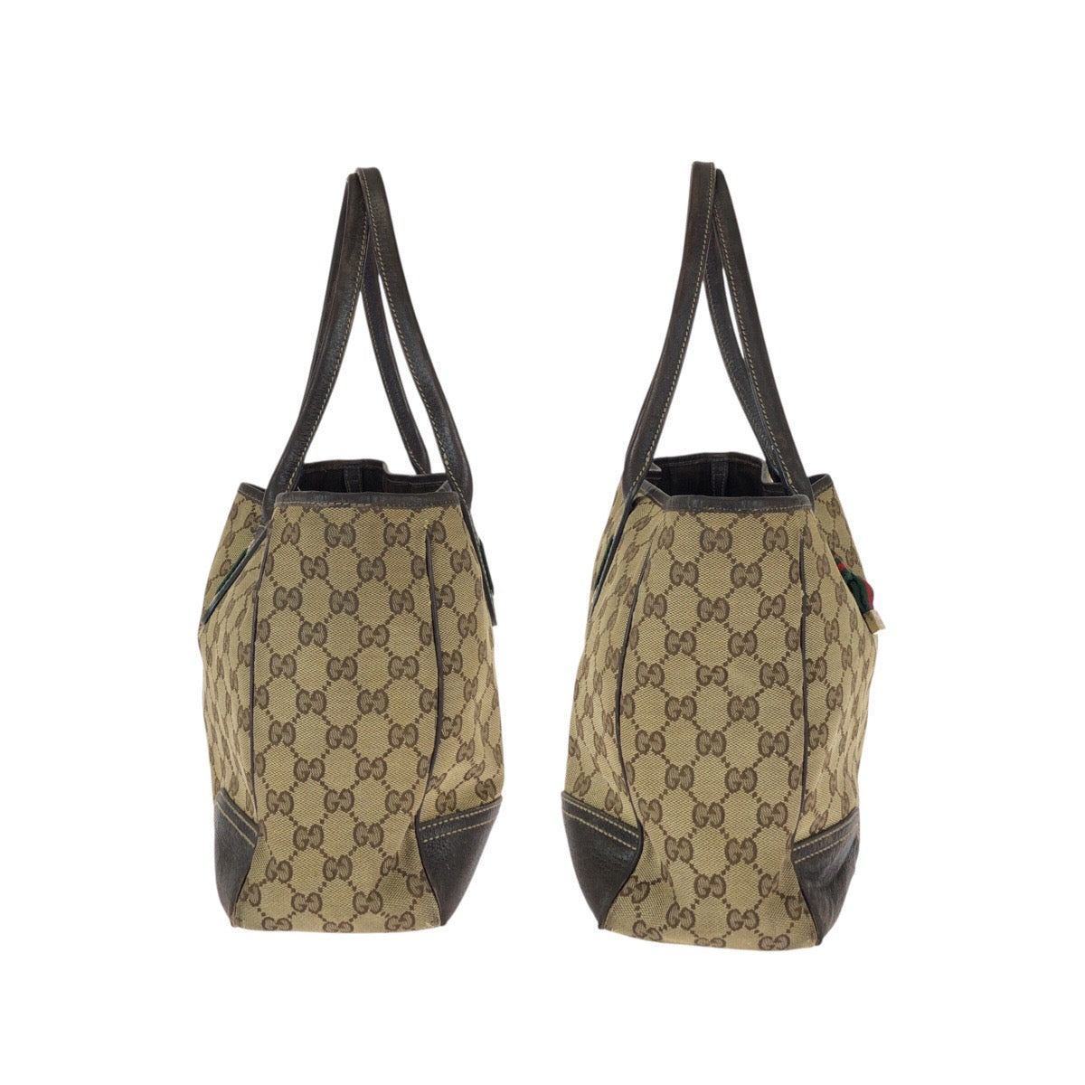 22926
GUCCI グッチ シェリーライン プリンシー ベージュ ブラウン ゴールド金具 GGキャンバス / レザー 163805 トートバッグ ハンドバッグ レディース AB23