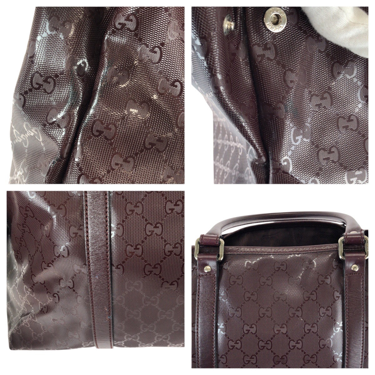 22929
GUCCI グッチ GGインプリメ ワインレッド ボルドー シルバー金具 PVC / レザー 223668 トートバッグ ショルダーバッグ レディース ABP45