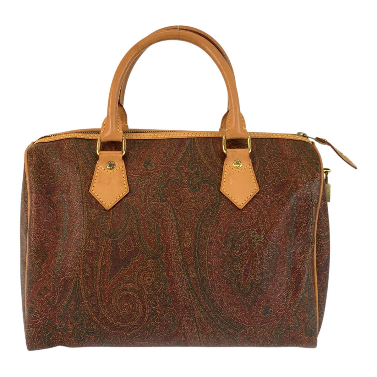 22930
ETRO Paisley Pattern Brown Bordeaux Gold Hardware PVC / Leather Handbag Mini Boston Bag Women's ABP21