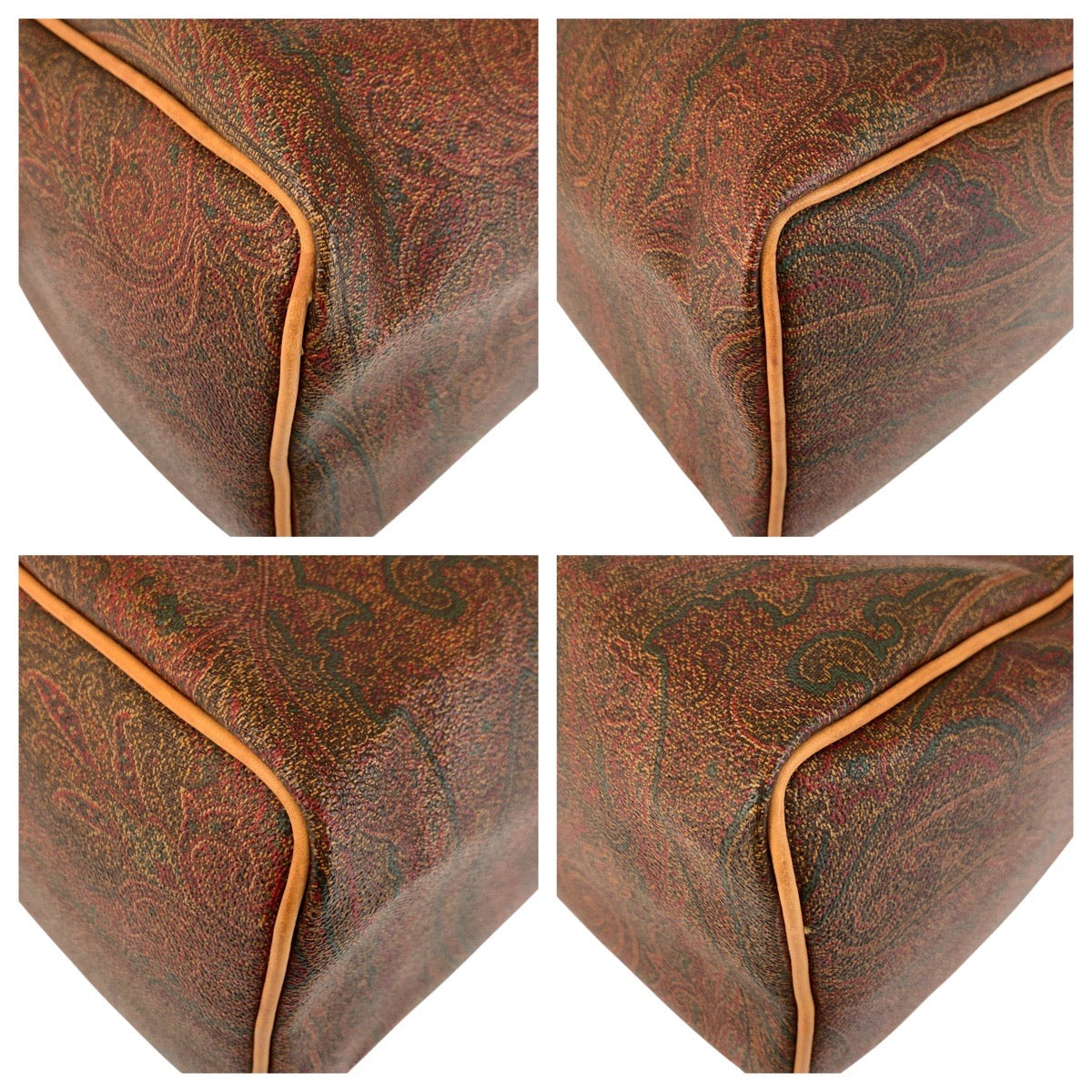 22930
ETRO Paisley Pattern Brown Bordeaux Gold Hardware PVC / Leather Handbag Mini Boston Bag Women's ABP21