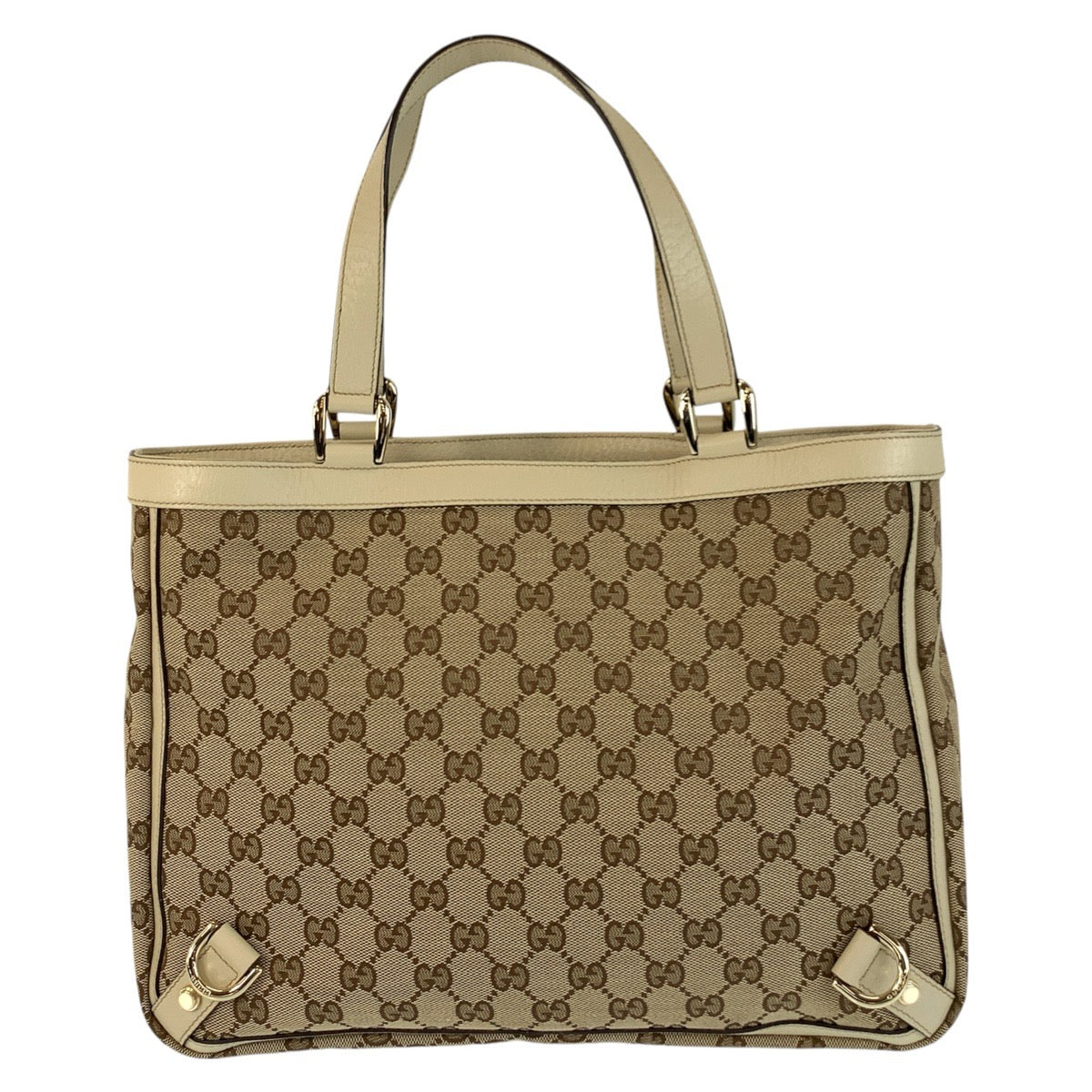 22931
GUCCI Beige Gold Hardware GG Canvas / Leather 170004 Tote Bag Handbag Women's ABP56