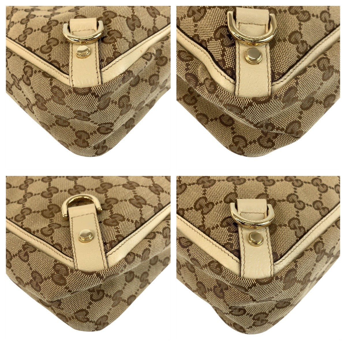 22931
GUCCI Beige Gold Hardware GG Canvas / Leather 170004 Tote Bag Handbag Women's ABP56