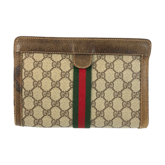 22933
GUCCI グッチ ヴィンテージ シェリーライン オールドグッチ ベージュ ブラウン GGプラス / レザー 67 014 2125 クラッチバッグ セカンドバッグ レディース AB21