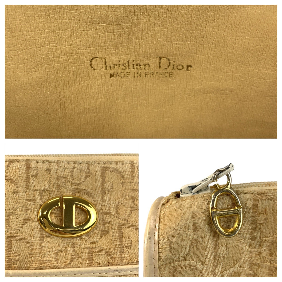 22934
Christian Dior クリスチャンディオール トロッター ベージュ ゴールド金具 キャンバス / レザー ショルダーバッグ ポシェット レディース AB35