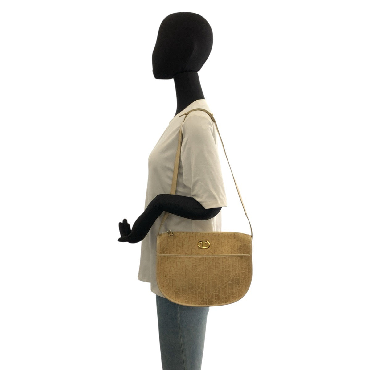 22934
Christian Dior クリスチャンディオール トロッター ベージュ ゴールド金具 キャンバス / レザー ショルダーバッグ ポシェット レディース AB35