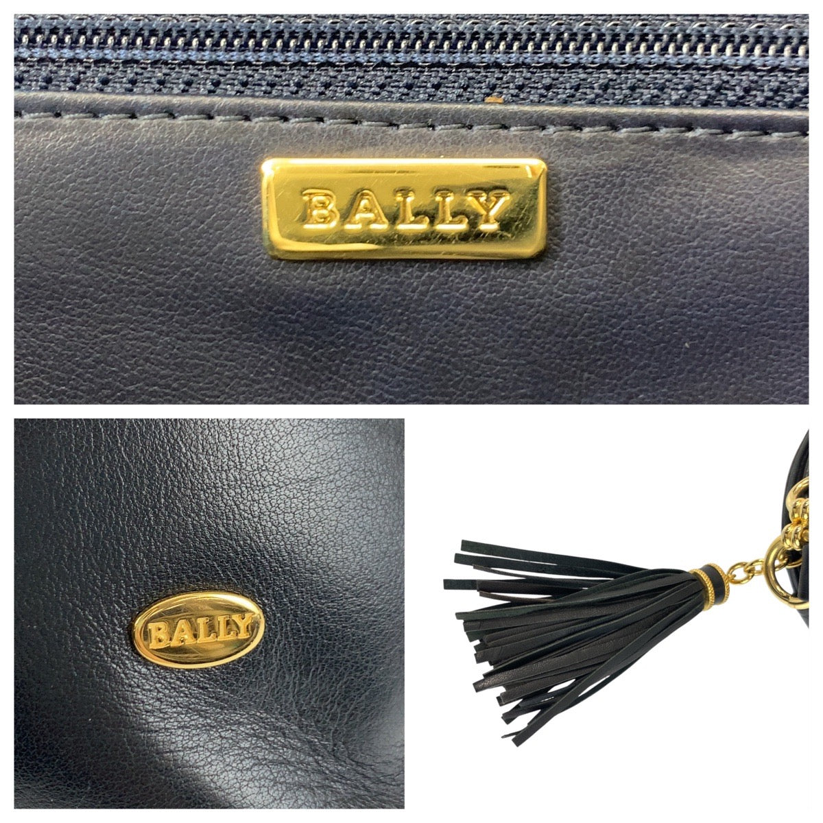 22935
BALLY バリー キルティング ネイビー ゴールド金具 レザー ショルダーバッグ レディース ABP21
