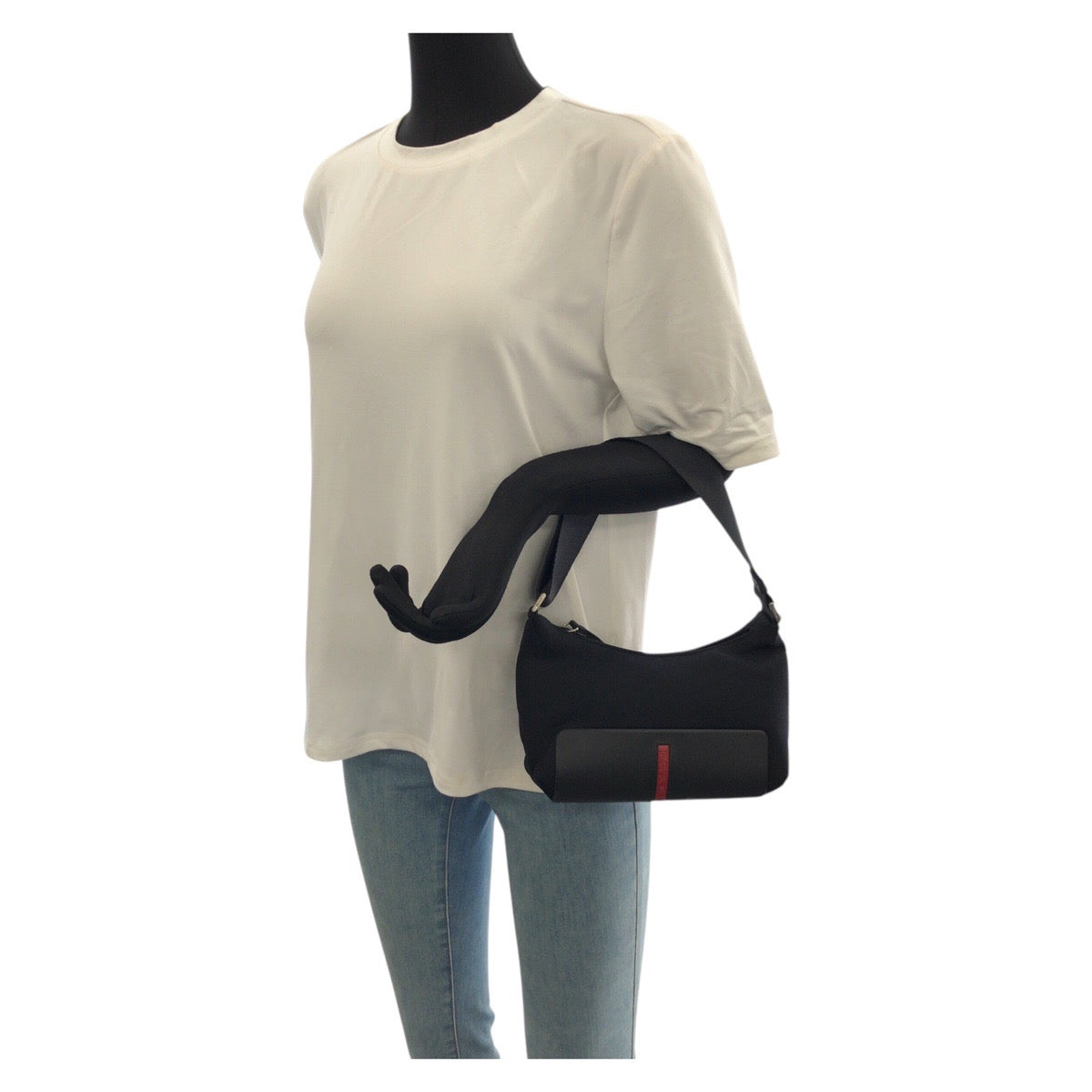 22936
PRADA SPORTS Prada Sport Black Red Silver Hardware / Neoprene Handbag Unisex Women's AB21