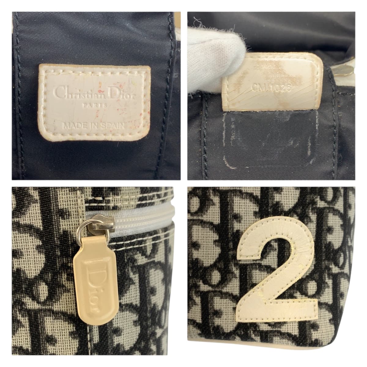 22937
Christian Dior クリスチャンディオール トロッター ホワイト ブラック 黒 PVC / レザー CM1026 ハンドバッグ バニティバッグ レディース AB21