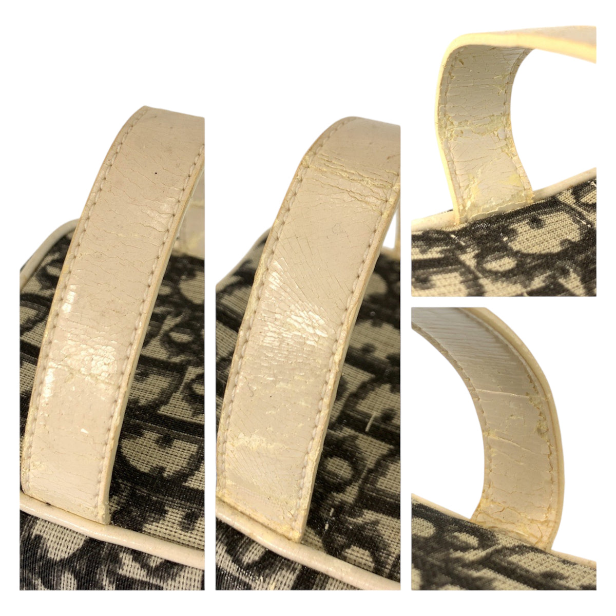 22937
Christian Dior クリスチャンディオール トロッター ホワイト ブラック 黒 PVC / レザー CM1026 ハンドバッグ バニティバッグ レディース AB21