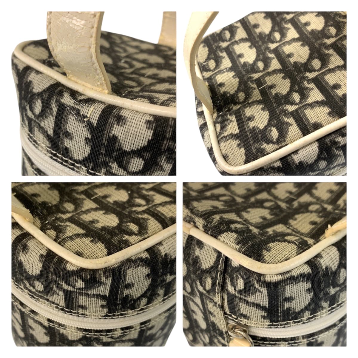 22937
Christian Dior クリスチャンディオール トロッター ホワイト ブラック 黒 PVC / レザー CM1026 ハンドバッグ バニティバッグ レディース AB21