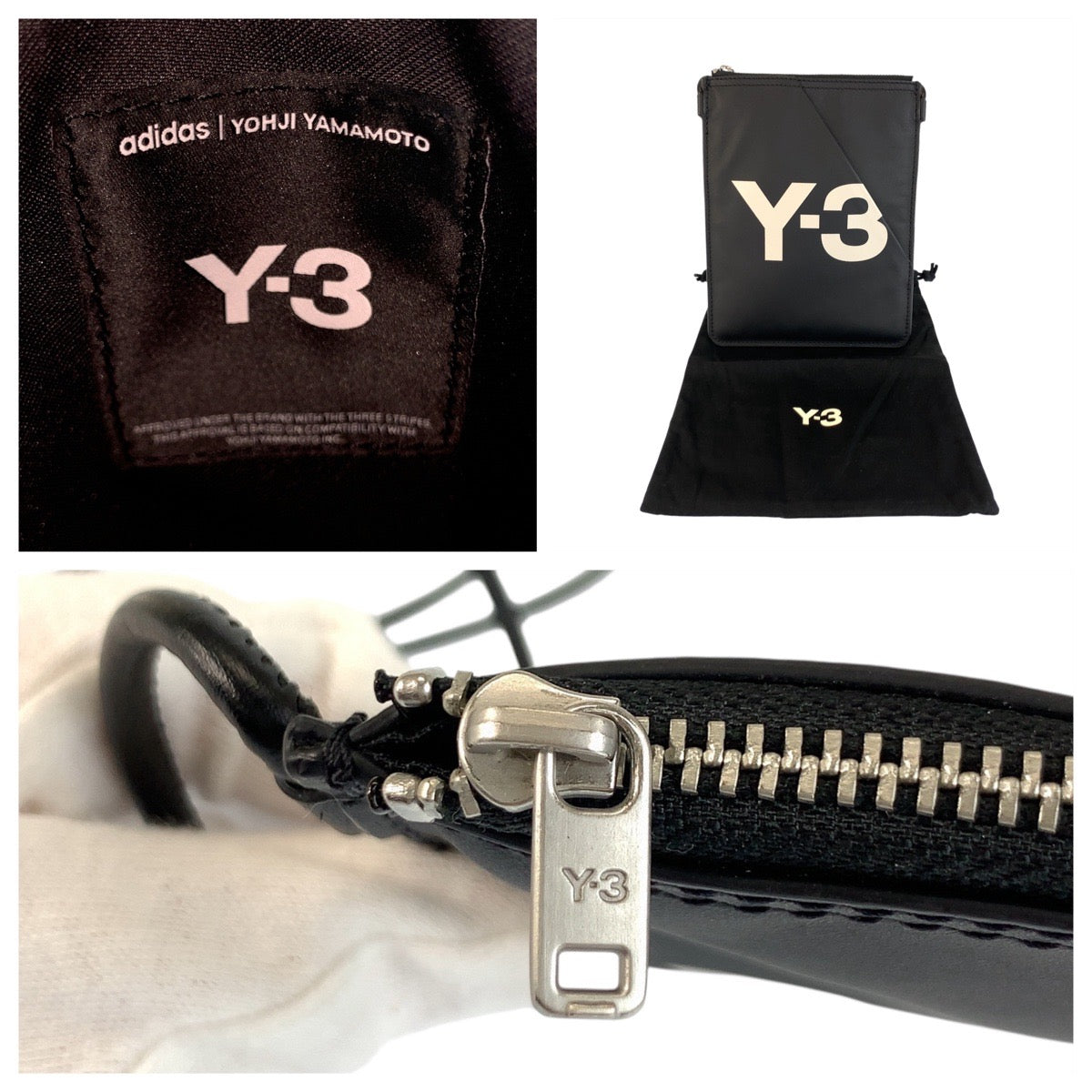 22939
Y-3 ワイスリー Y-3 ブラック 黒 ホワイト レザー ショルダーバッグ ポシェット レディース A21
