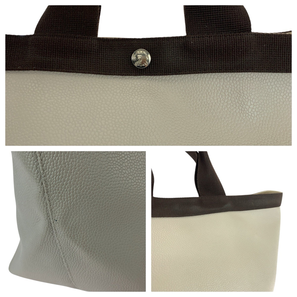 22941
Herve Chapelier エルベ シャプリエ ベージュ ダークブラウン シルバー金具 / コーテッドキャンバス トートバッグ 男女兼用 レディース ABP35