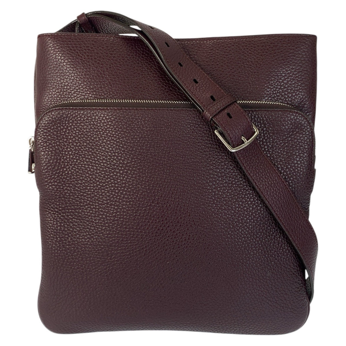 22943
BALLY Wine Red Bordeaux Silver Hardware Leather Shoulder Bag Messenger Bag Ladies ABP28