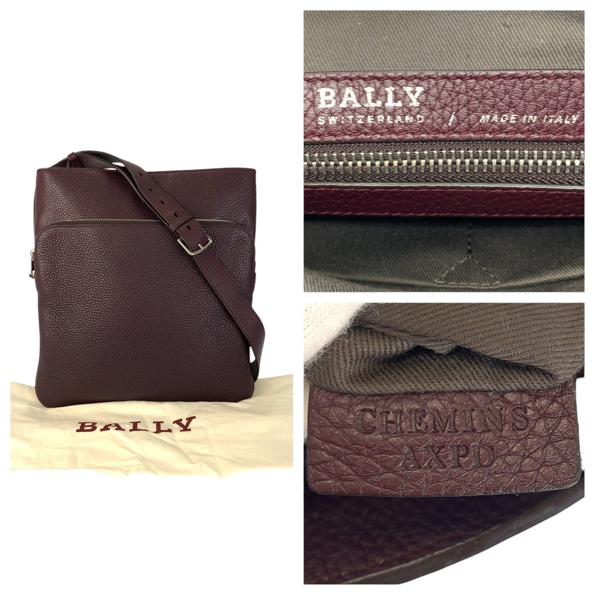 22943
BALLY Wine Red Bordeaux Silver Hardware Leather Shoulder Bag Messenger Bag Ladies ABP28