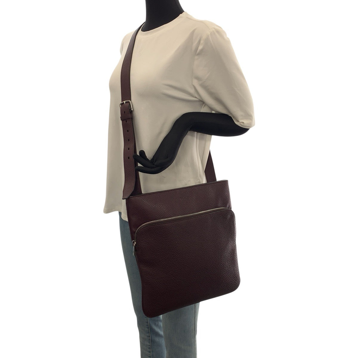 22943
BALLY Wine Red Bordeaux Silver Hardware Leather Shoulder Bag Messenger Bag Ladies ABP28