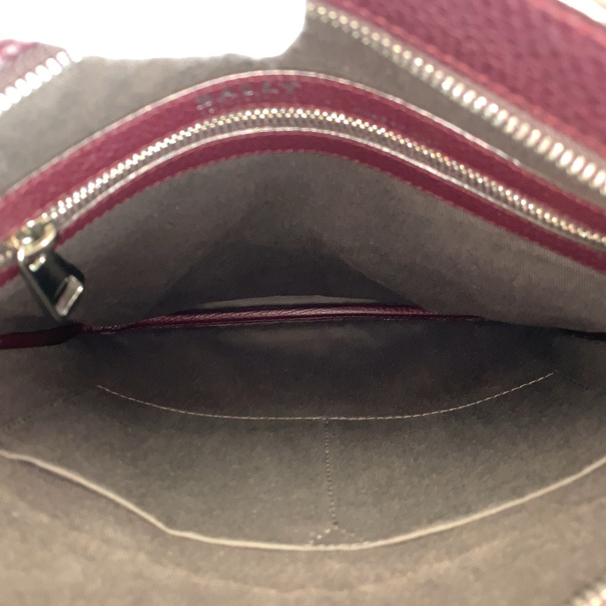 22943
BALLY Wine Red Bordeaux Silver Hardware Leather Shoulder Bag Messenger Bag Ladies ABP28