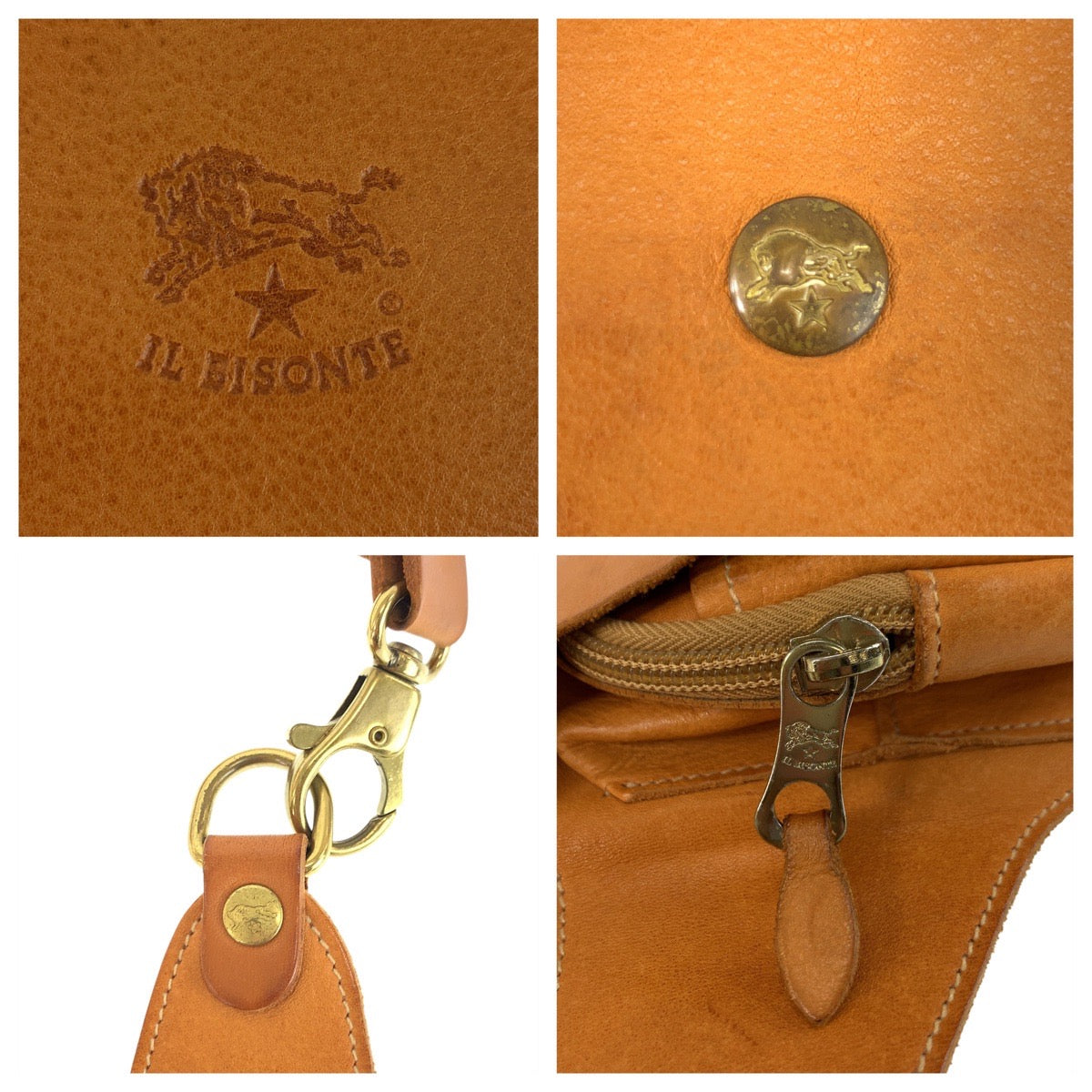 22945
IL BISONTE イルビゾンテ ブラウン キャメル ゴールド金具 レザー ボディバッグ ショルダーバッグ 男女兼用 レディース AB16