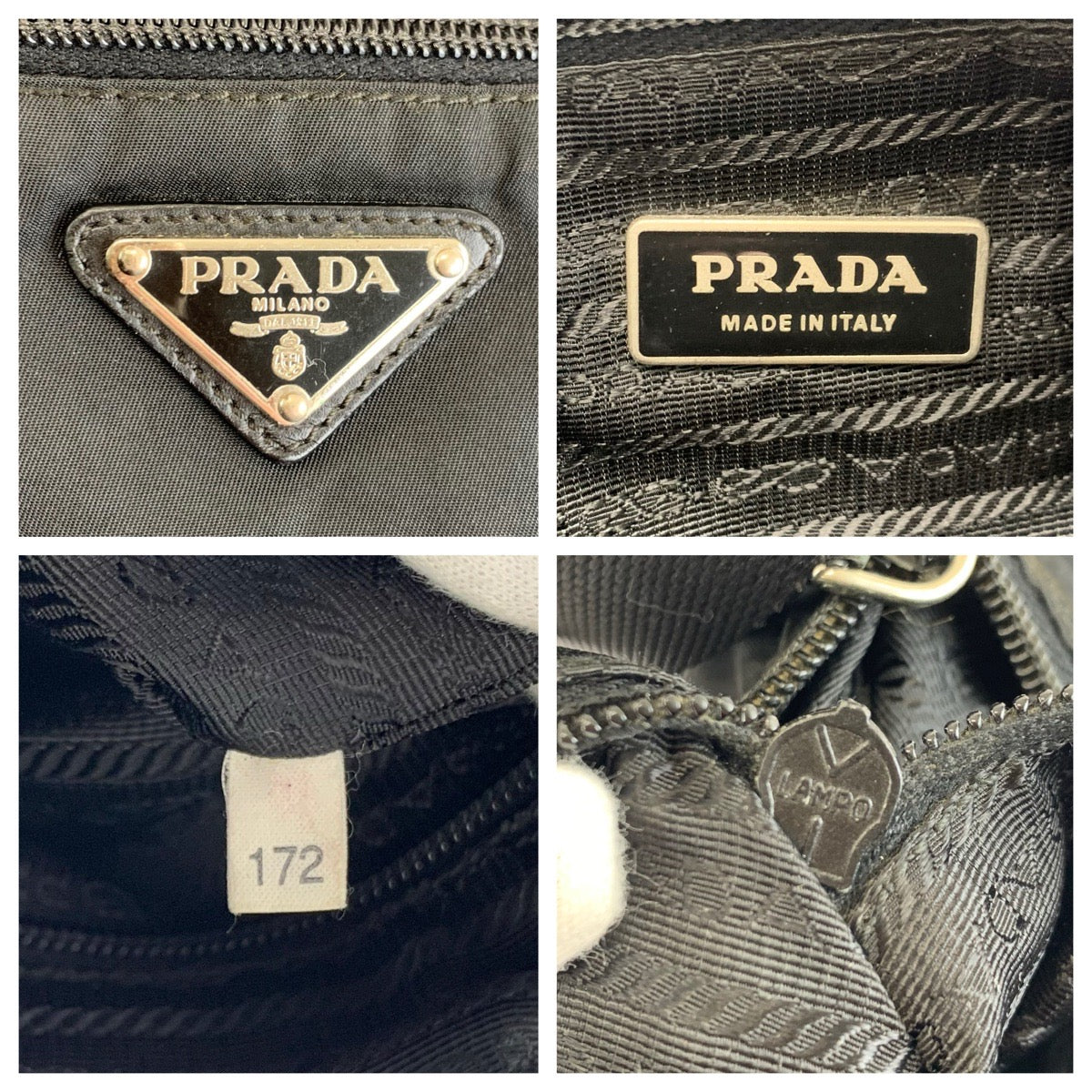 22946
PRADA プラダ テスート 三角ロゴプレート ブラック 黒 シルバー金具 ナイロン / レザー ショルダーバッグ ポシェット レディース AB28