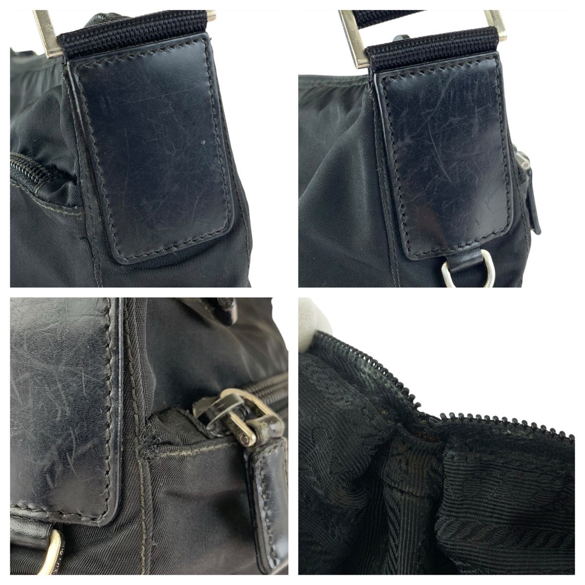 22946
PRADA プラダ テスート 三角ロゴプレート ブラック 黒 シルバー金具 ナイロン / レザー ショルダーバッグ ポシェット レディース AB28