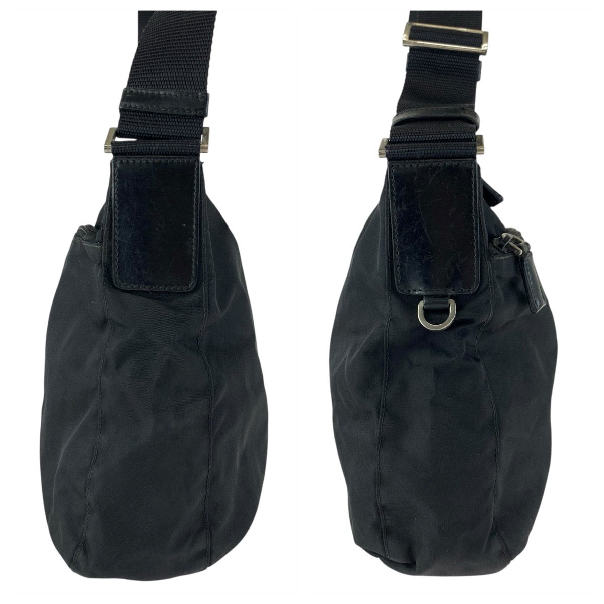 22946
PRADA プラダ テスート 三角ロゴプレート ブラック 黒 シルバー金具 ナイロン / レザー ショルダーバッグ ポシェット レディース AB28