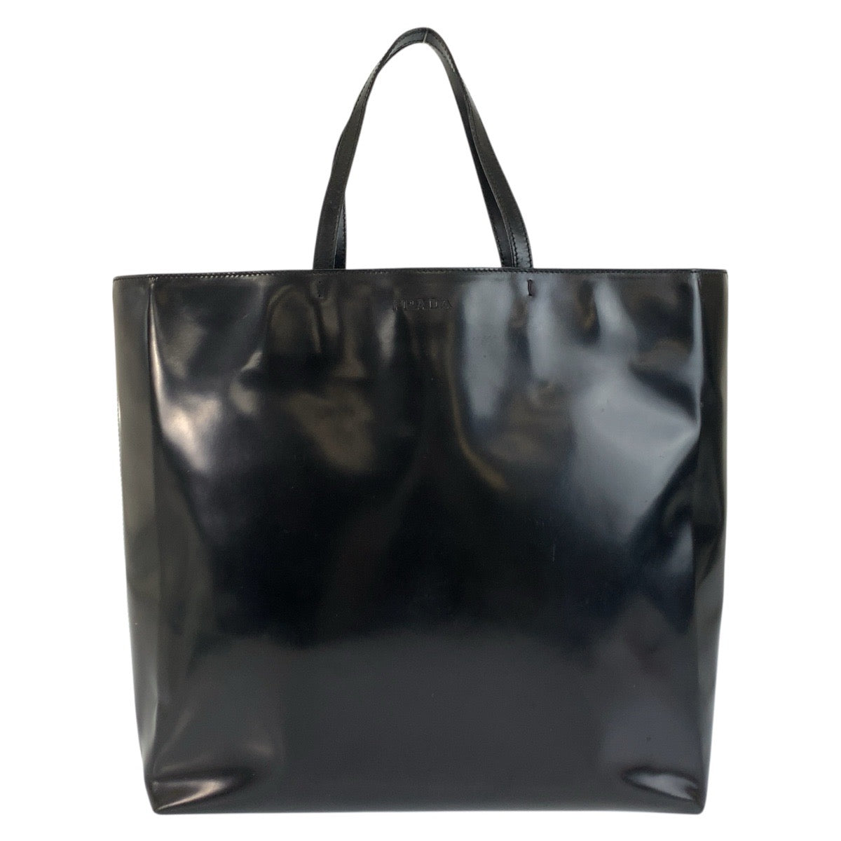 22947
PRADA Black Enamel Tote Bag Handbag Women's AB28