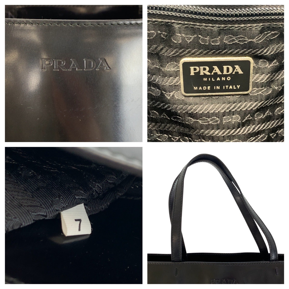 22947
PRADA Black Enamel Tote Bag Handbag Women's AB28