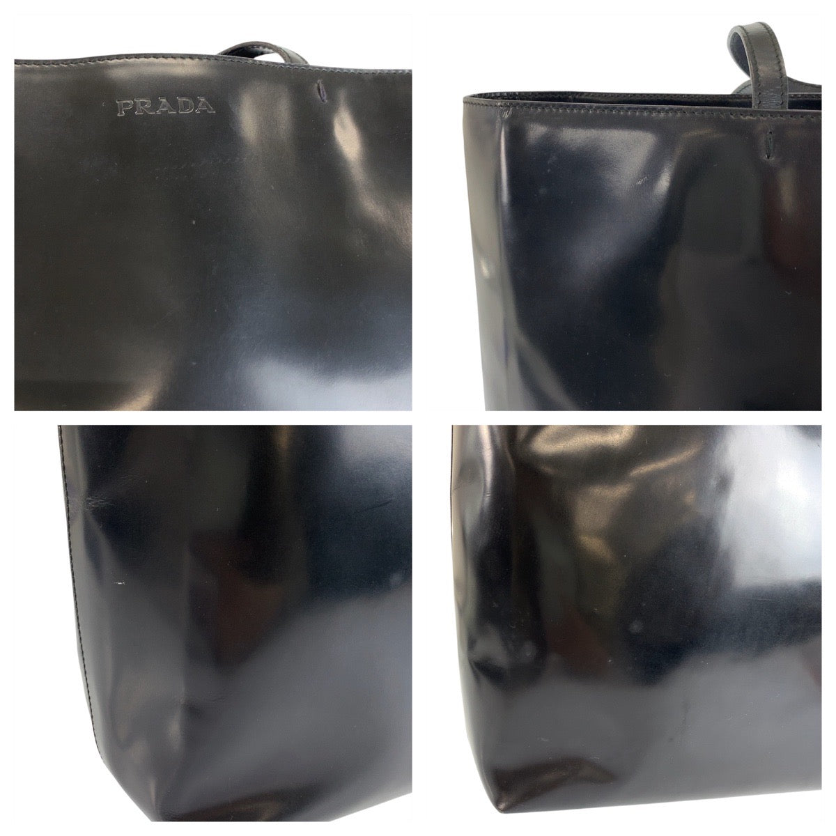 22947
PRADA Black Enamel Tote Bag Handbag Women's AB28