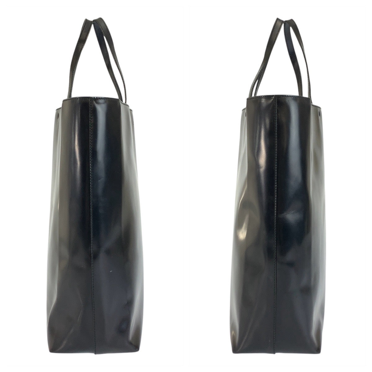 22947
PRADA Black Enamel Tote Bag Handbag Women's AB28