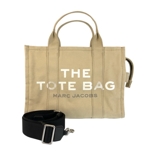 22948
MARC JACOBS マークジェイコブス THE TOTE BAG ベージュ ブラック シルバー金具 キャンバス トートバッグ ショルダーバッグ 2way レディース ABP16