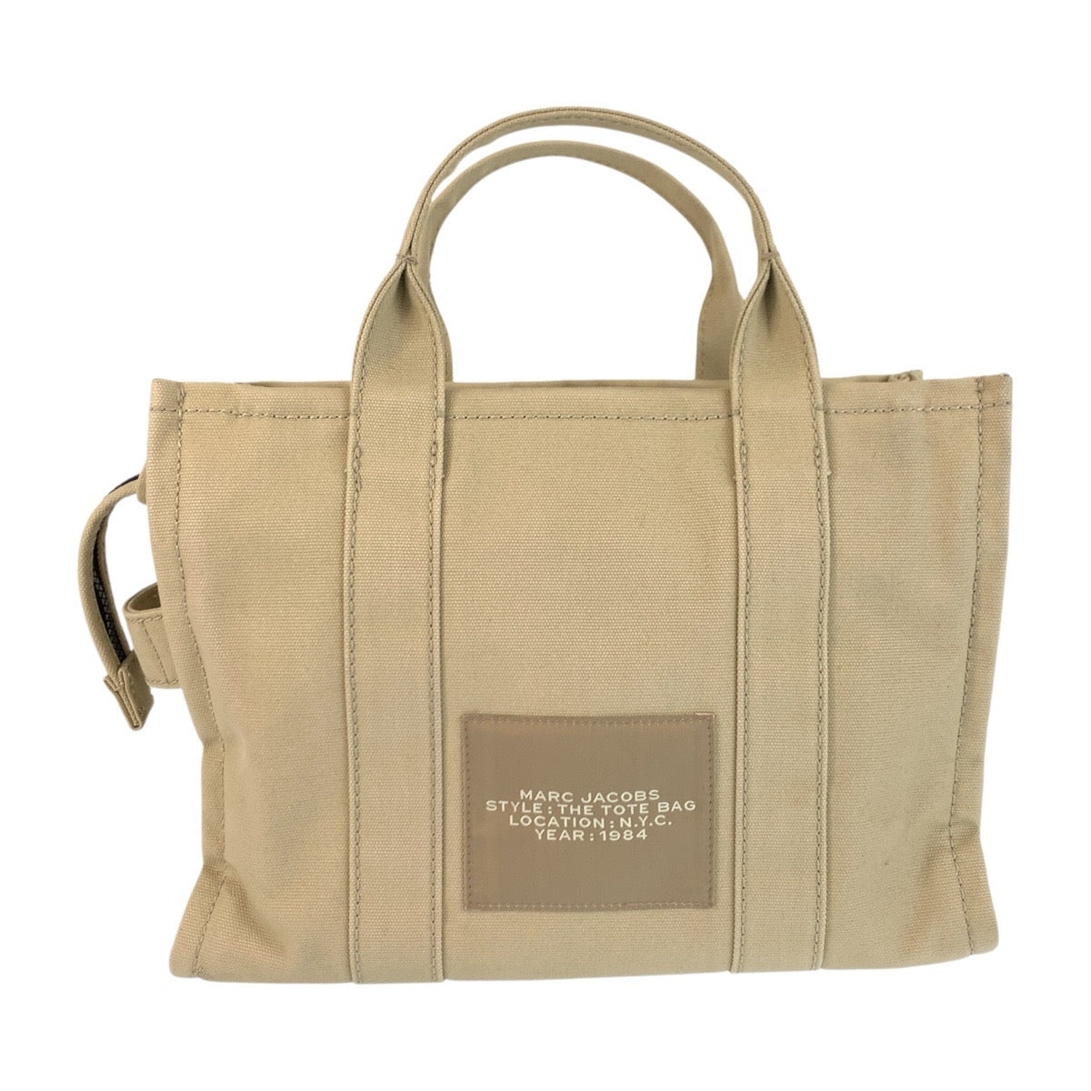 22948
MARC JACOBS マークジェイコブス THE TOTE BAG ベージュ ブラック シルバー金具 キャンバス トートバッグ ショルダーバッグ 2way レディース ABP16