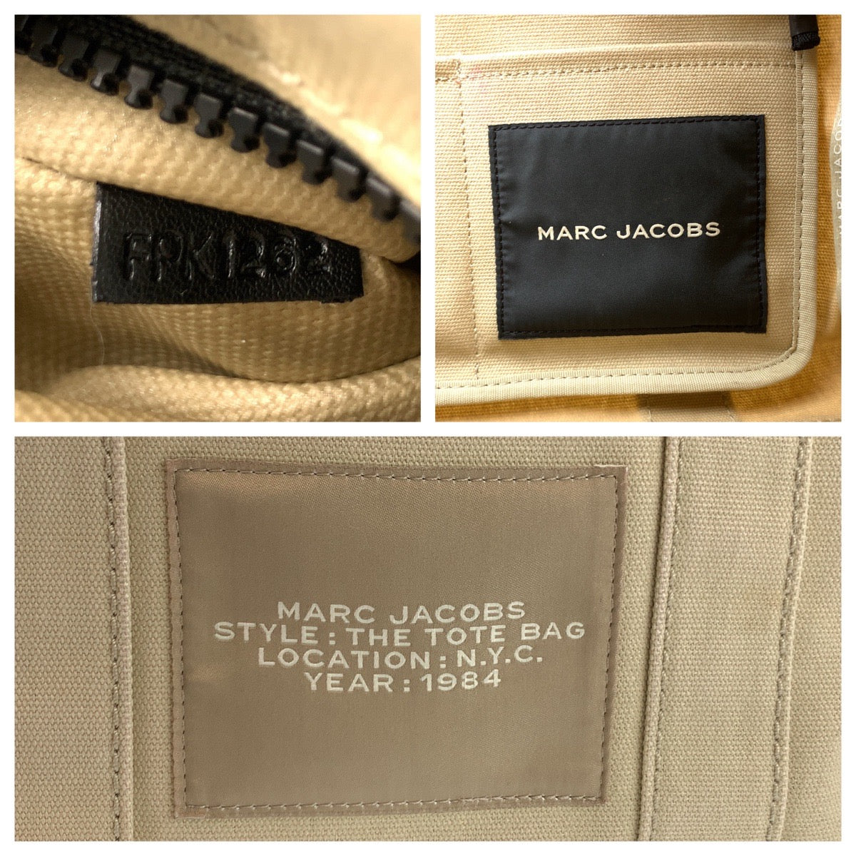 22948
MARC JACOBS マークジェイコブス THE TOTE BAG ベージュ ブラック シルバー金具 キャンバス トートバッグ ショルダーバッグ 2way レディース ABP16