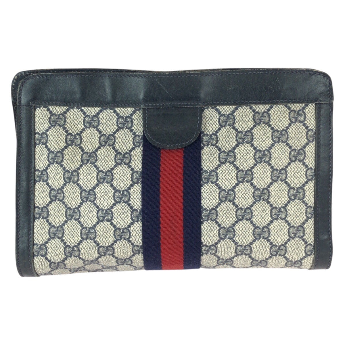 22951
GUCCI グッチ ヴィンテージ オールドグッチ シェリーライン ネイビー レッド GGスプリームキャンバス / レザー クラッチバッグ セカンドバッグ メンズ B21