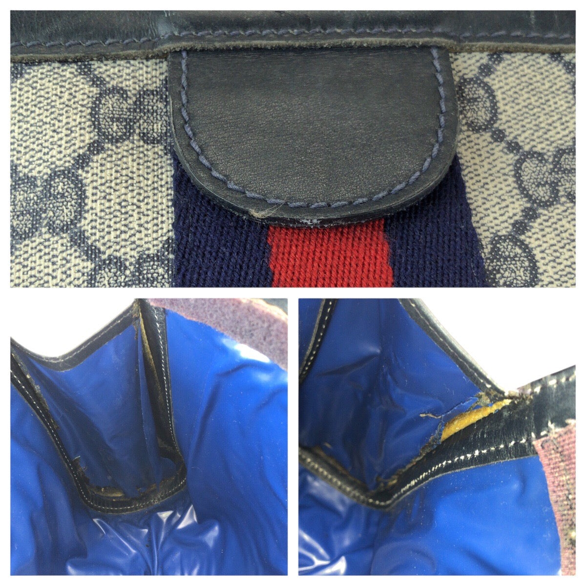 22951
GUCCI グッチ ヴィンテージ オールドグッチ シェリーライン ネイビー レッド GGスプリームキャンバス / レザー クラッチバッグ セカンドバッグ メンズ B21