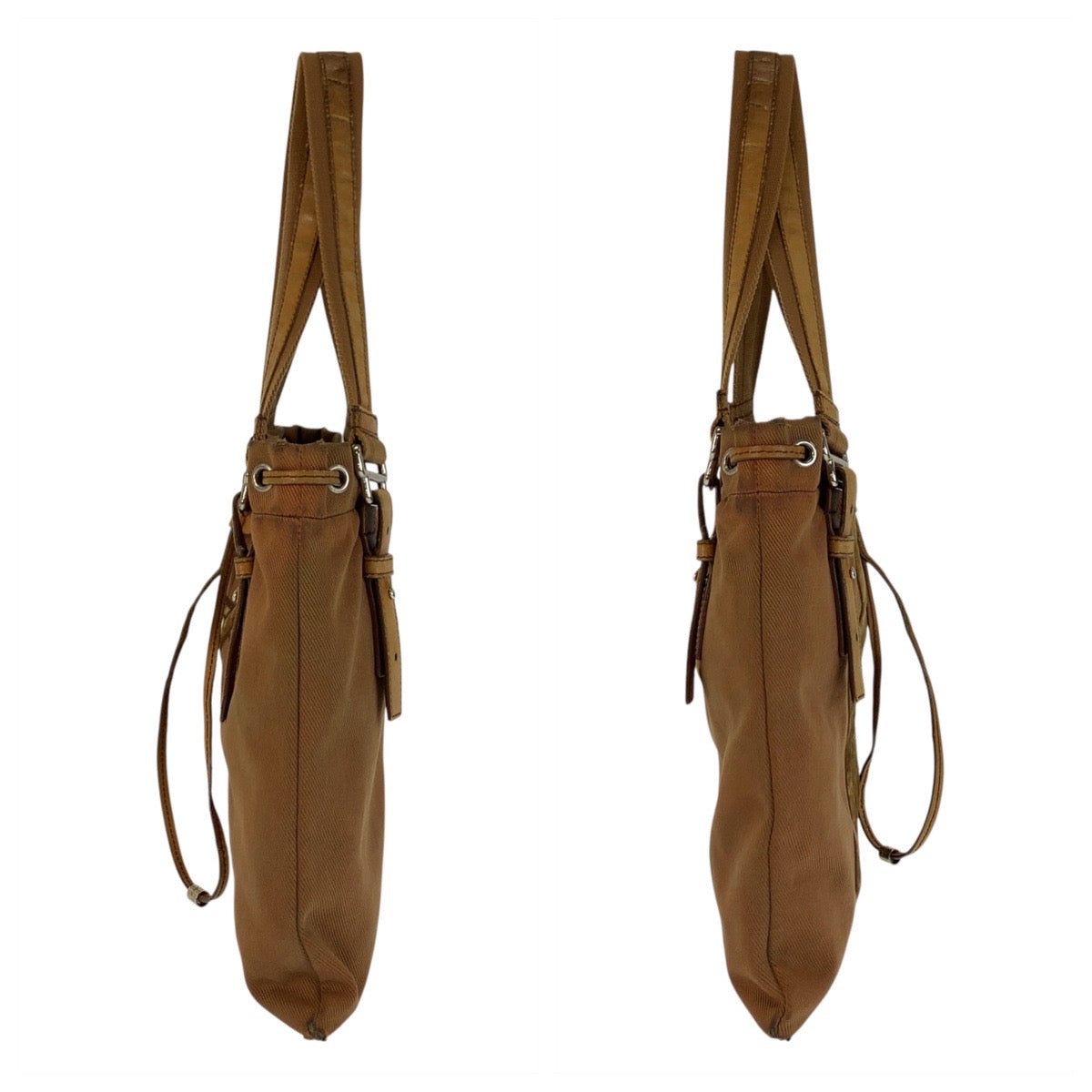 22952
YVES SAINT LAURENT Yves Saint Laurent Vintage YSL Cahara Brown Silver Hardware Canvas Tote Bag Handbag Ladies AB16