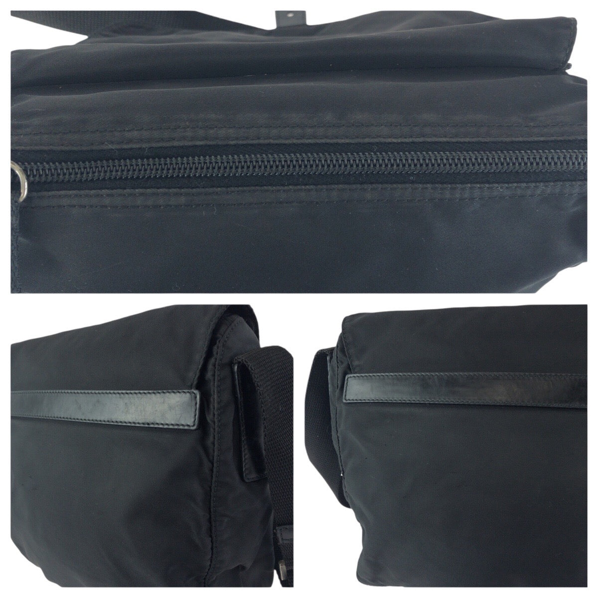 22954
PRADA プラダ テスート 三角ロゴプレート ブラック 黒 シルバー金具 ナイロン / レザー ショルダーバッグ メッセンジャーバッグ レディース ABP32