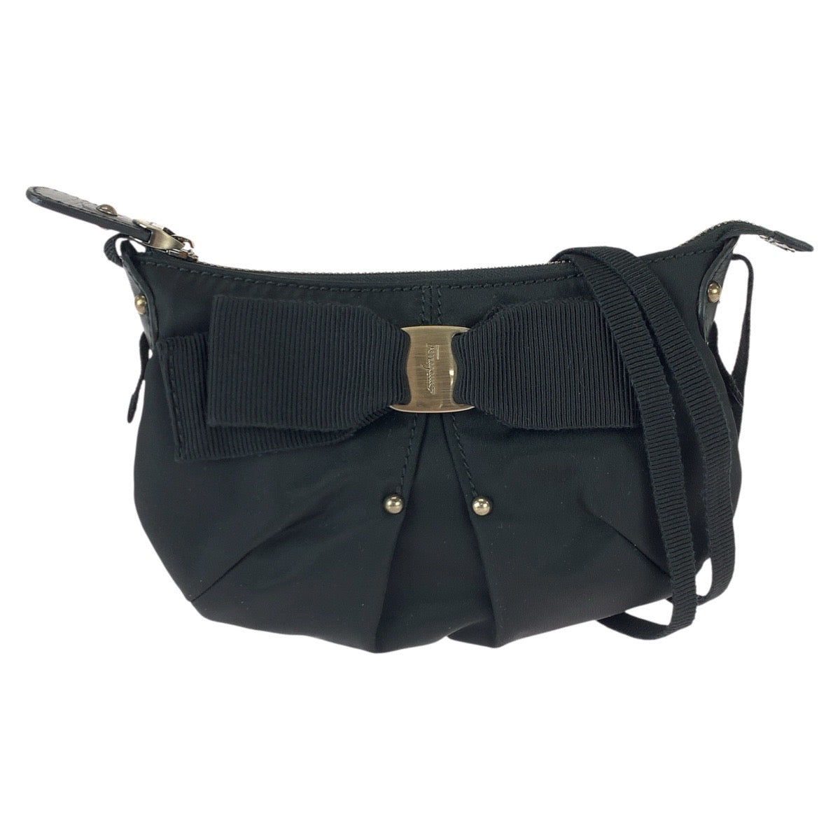 22956
Salvatore Ferragamo サルヴァトーレフェラガモ ヴィンテージ ヴァラリボン ブラック 黒 ナイロン / レザー EZ21 B670 ショルダーバッグ ポシェット レディース A28