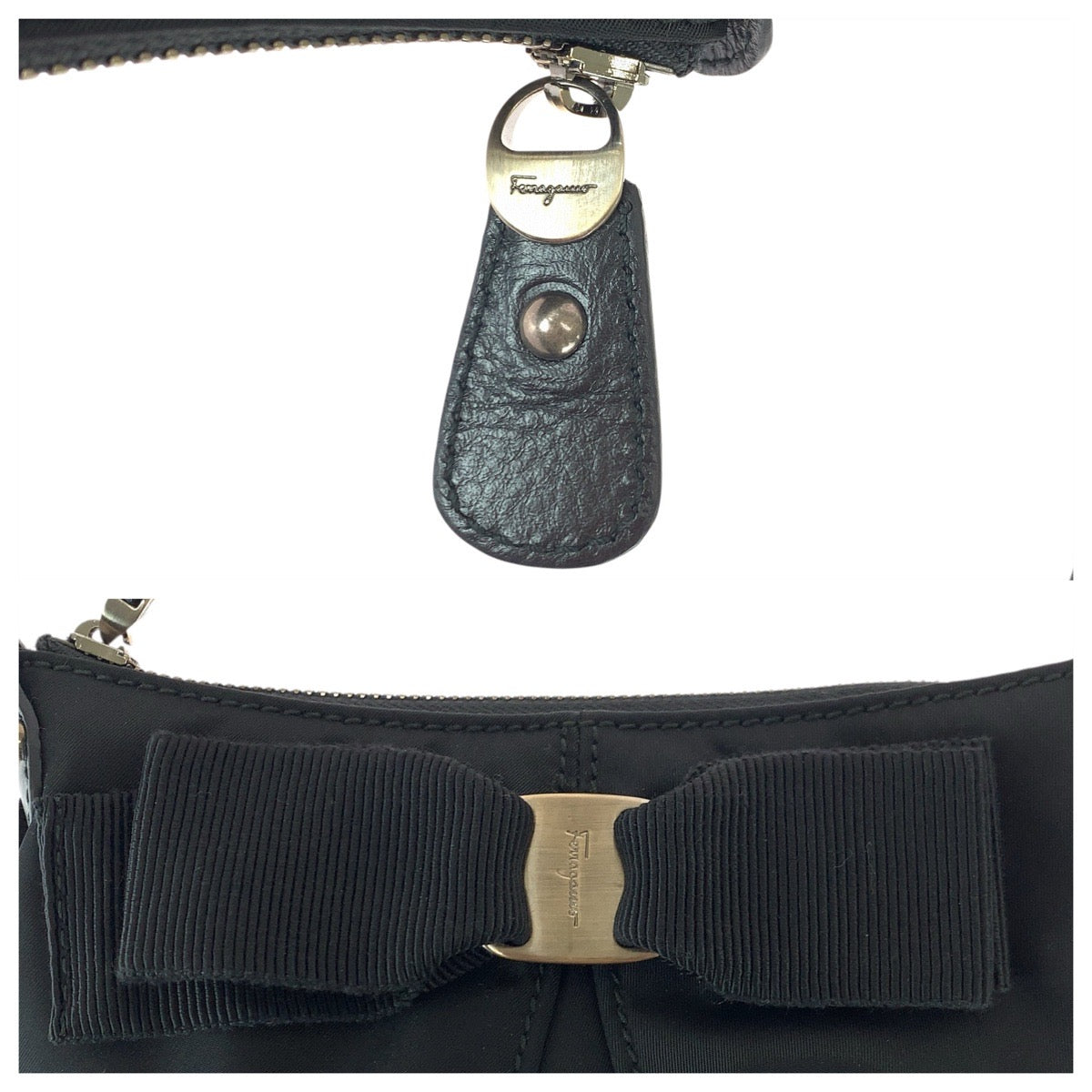 22956
Salvatore Ferragamo サルヴァトーレフェラガモ ヴィンテージ ヴァラリボン ブラック 黒 ナイロン / レザー EZ21 B670 ショルダーバッグ ポシェット レディース A28