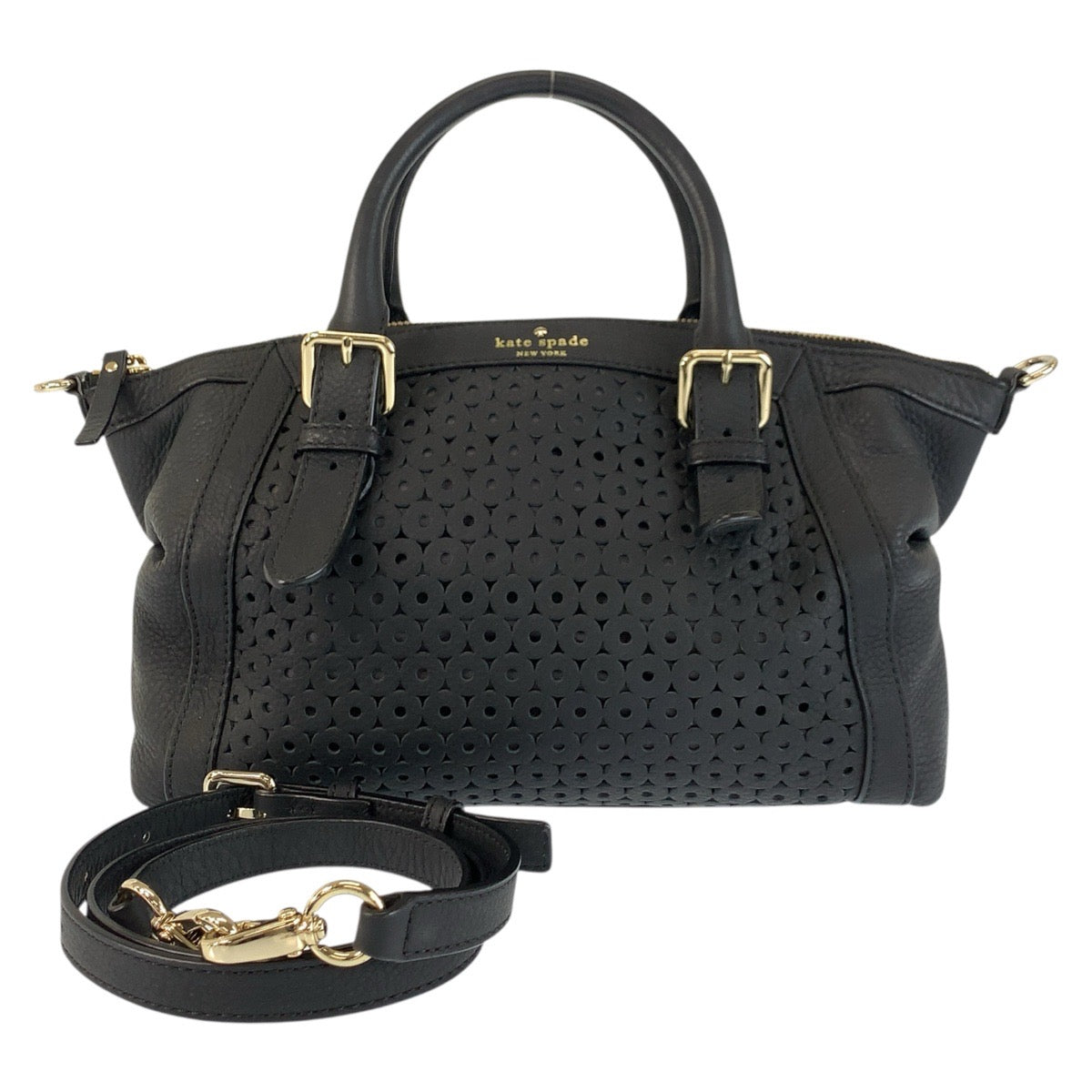 22957
Kate Spade Mercer Isle Small Sloane Black Gold Hardware Leather Handbag Shoulder Bag 2way Women's ABP14