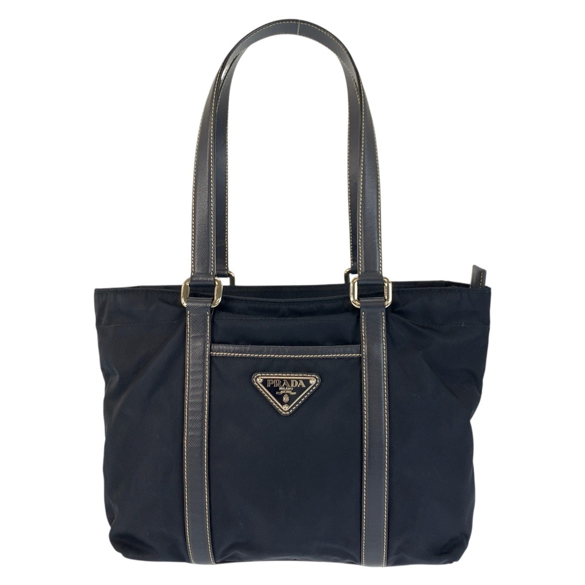 22960
PRADA Tessuto Triangle Logo Plate Navy Silver Hardware Nylon / Leather Tote Bag Shoulder Bag Ladies ABP35